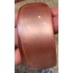 Vintage Chunky Bakelite Lucite Bangle Bracelet Pink Clear Moon Glow